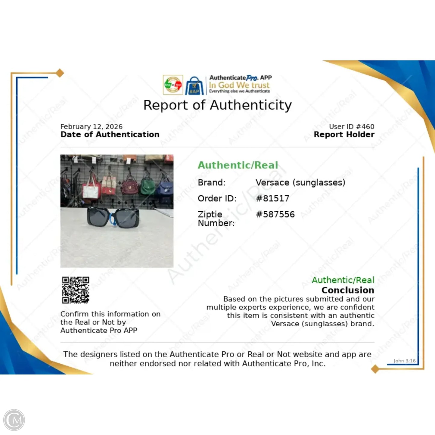 Sunglasses Designer By Versace