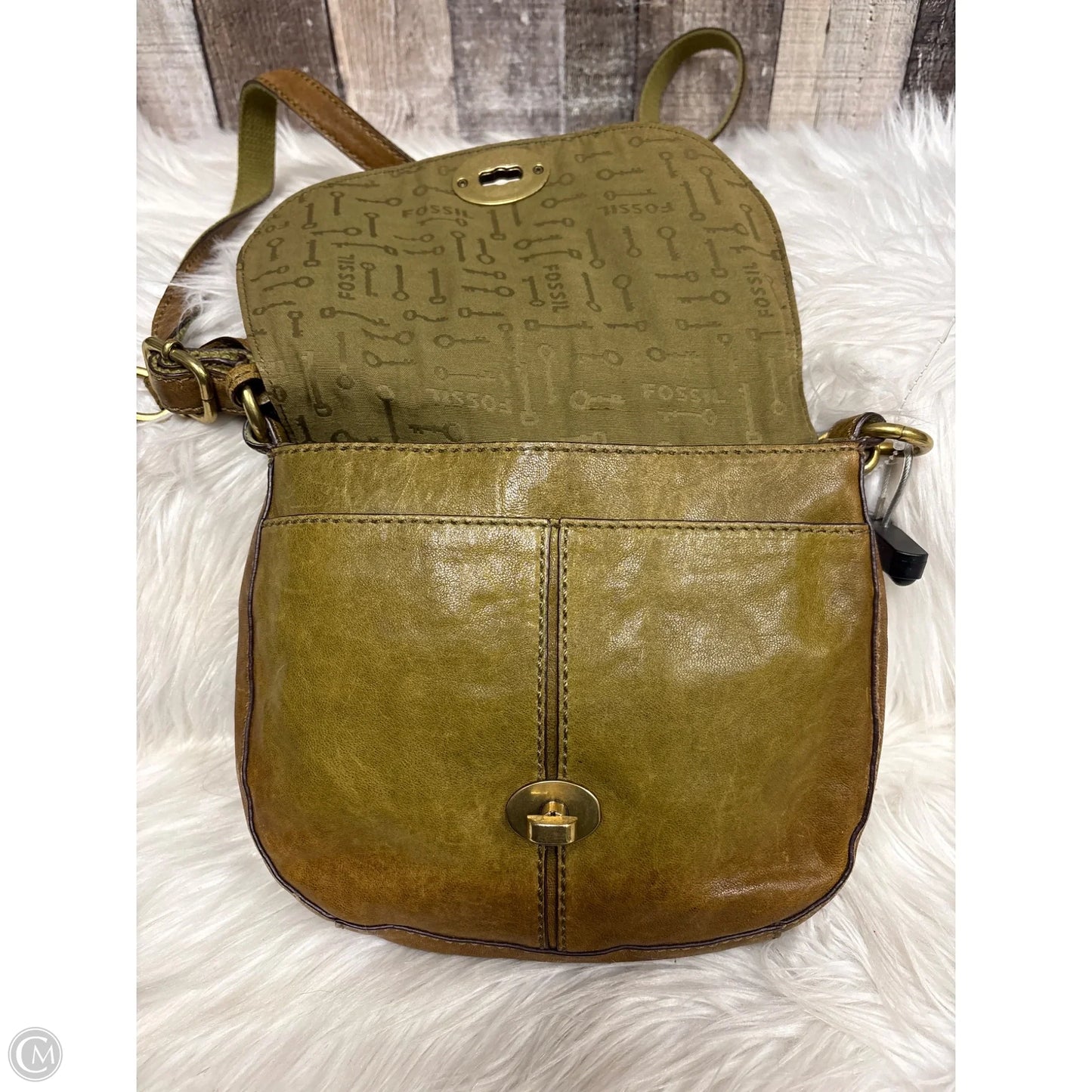 Crossbody Leather By Fossil, Size: Medium
