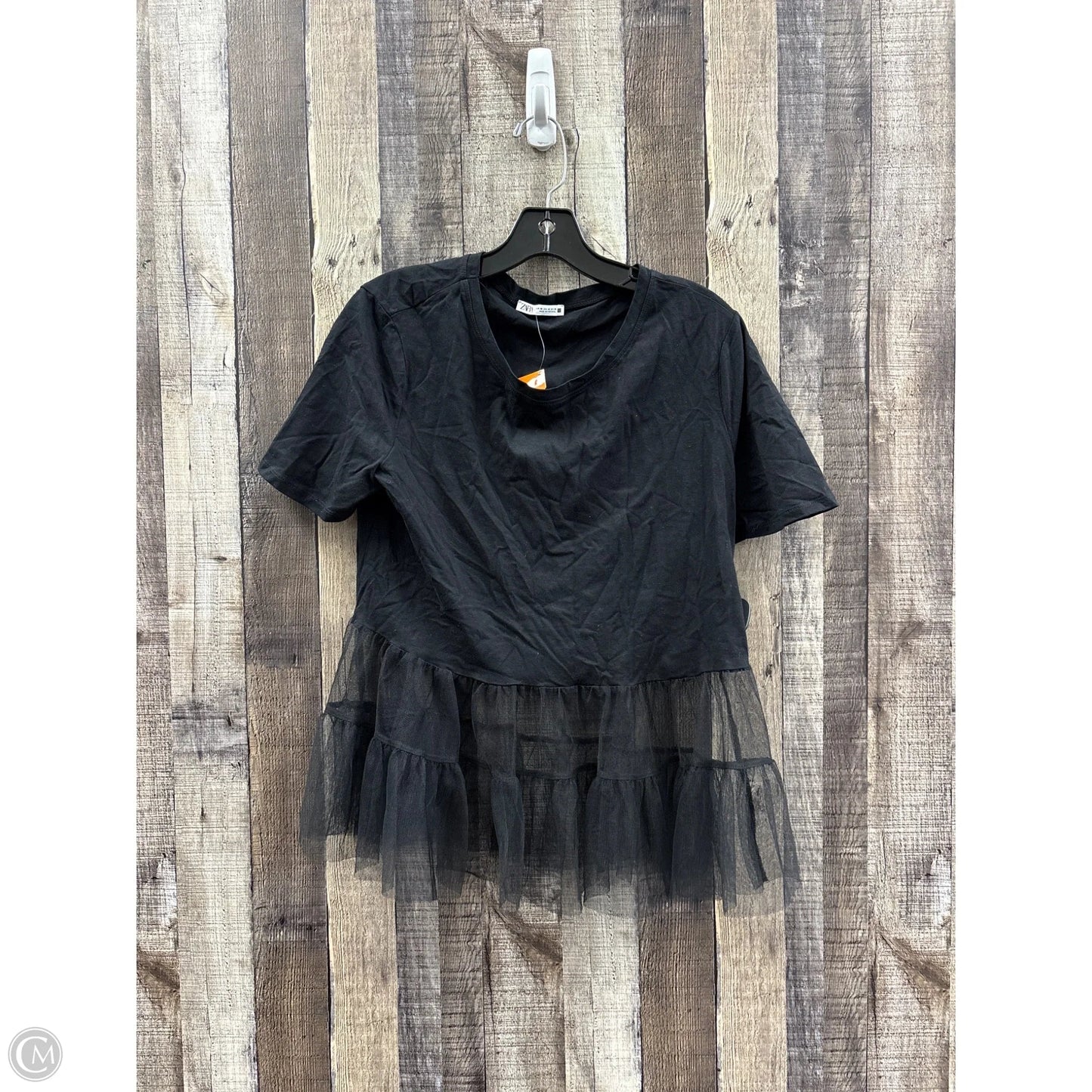 Top Short Sleeve By Zara In Black, Size: M