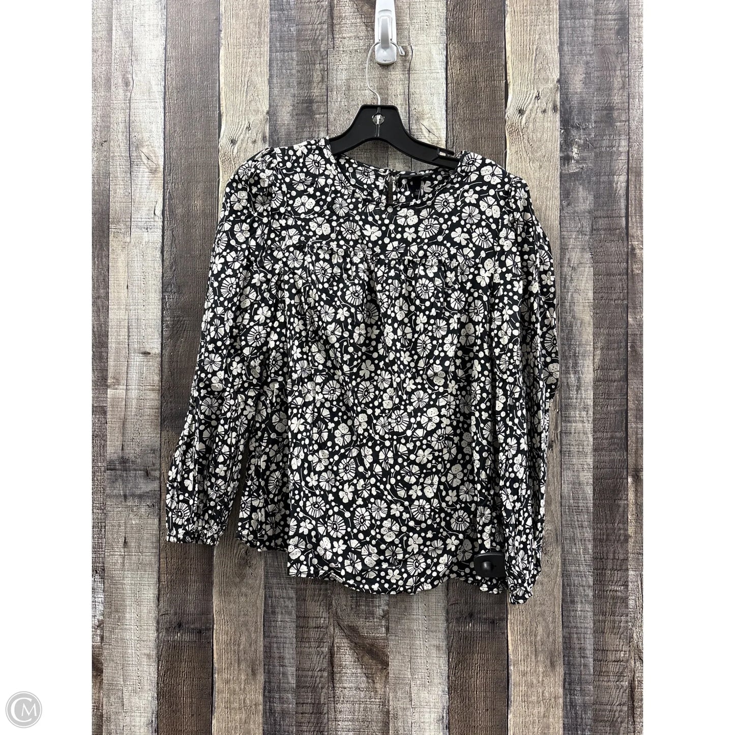 Top Long Sleeve By Who What Wear In Black & Cream, Size: M