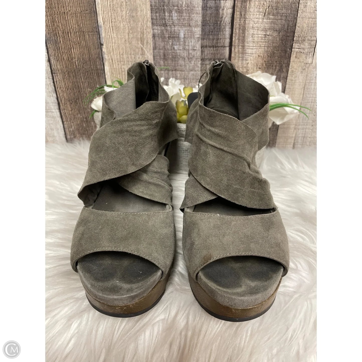 Sandals Heels Platform By Eileen Fisher In Green, Size: 7