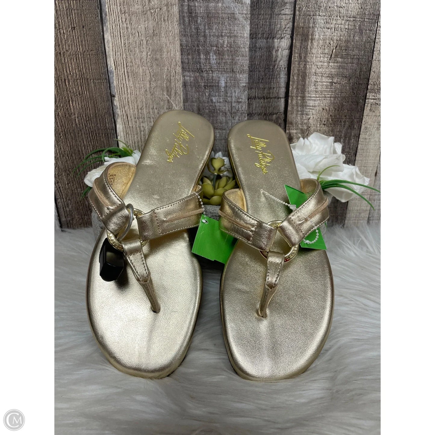 Sandals Designer By Lilly Pulitzer In Gold, Size: 7