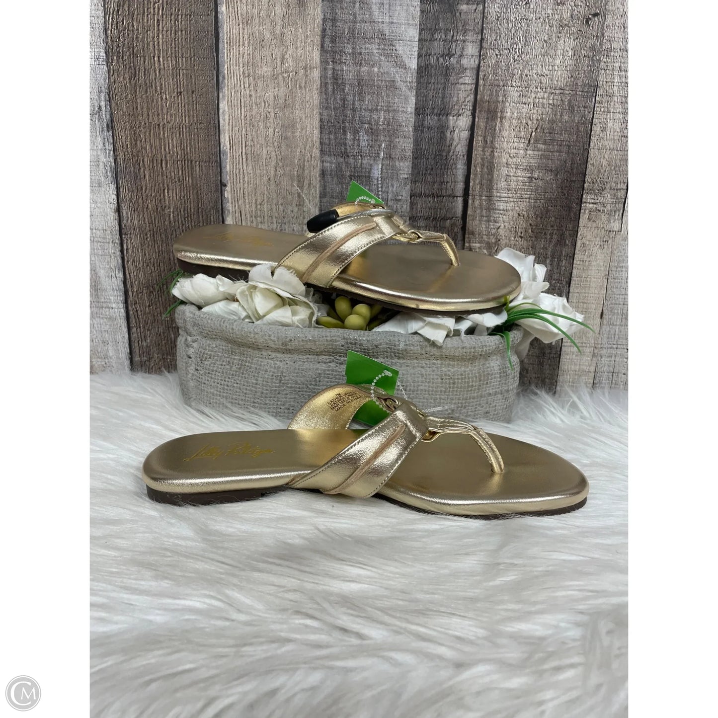 Sandals Designer By Lilly Pulitzer In Gold, Size: 7