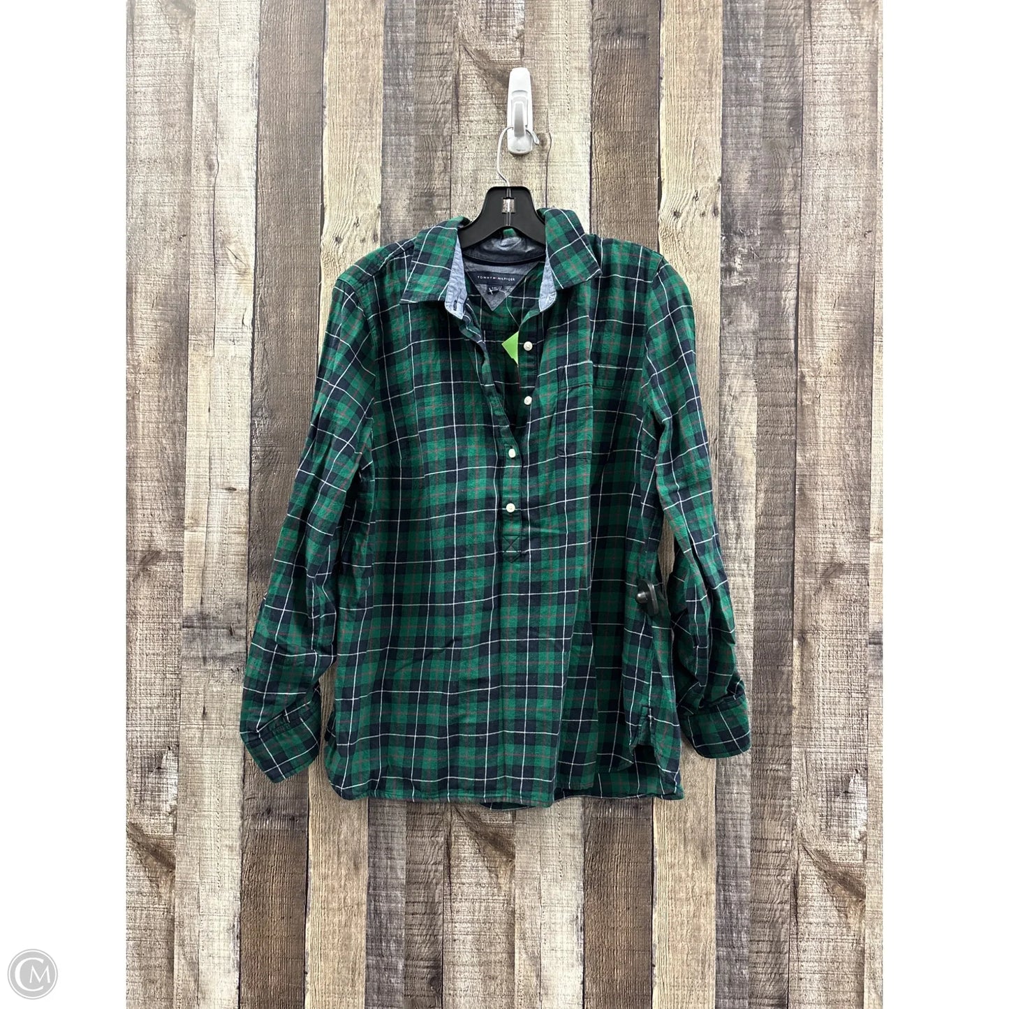 Top Long Sleeve By Tommy Hilfiger In Plaid Pattern, Size: L