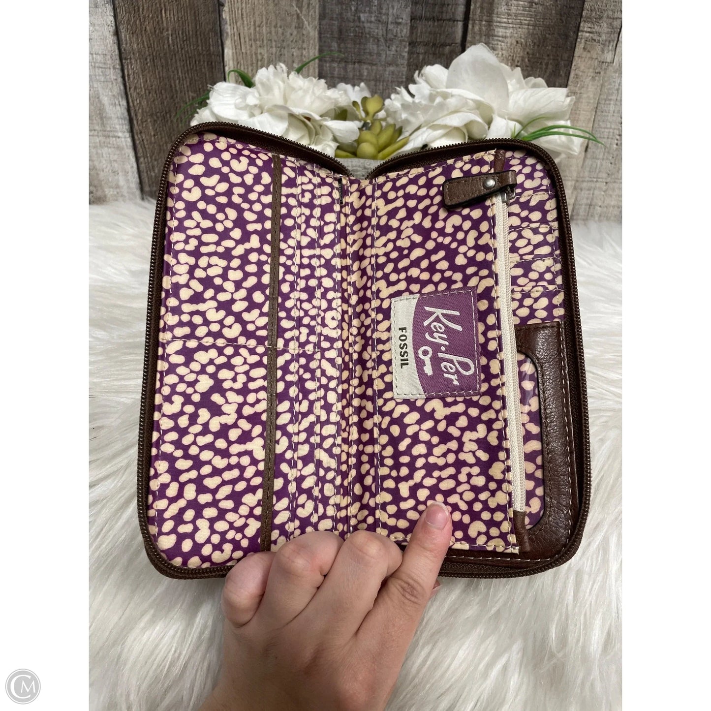 Wallet Leather By Fossil, Size: Medium