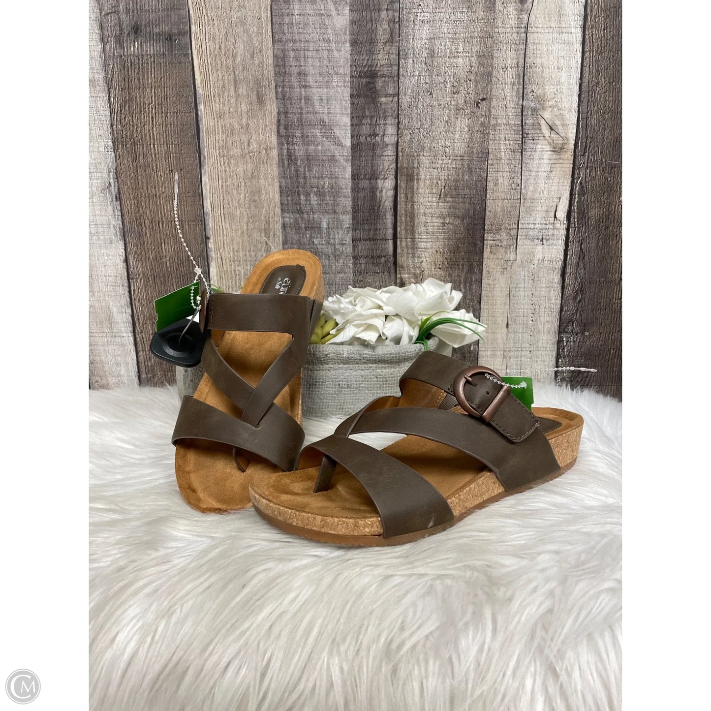 Sandals Heels Wedge By Sofft In Brown, Size: 7.5