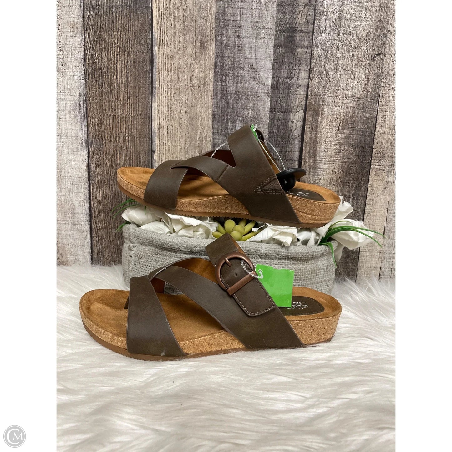 Sandals Heels Wedge By Sofft In Brown, Size: 7.5