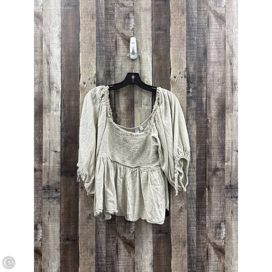 Top 3/4 Sleeve By Grace + Karma In Beige, Size: Xl