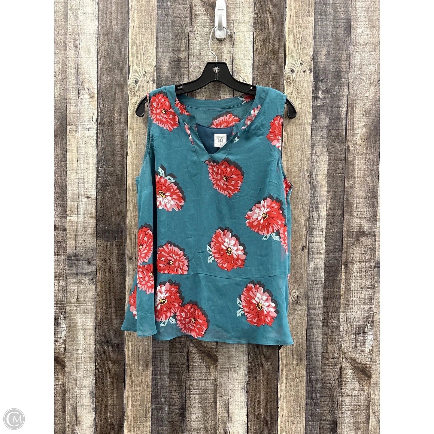 Top Sleeveless By Cabi In Green & Red, Size: L