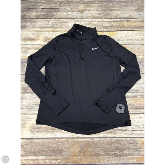 Athletic Top Long Sleeve Collar By Nike In Black, Size: S