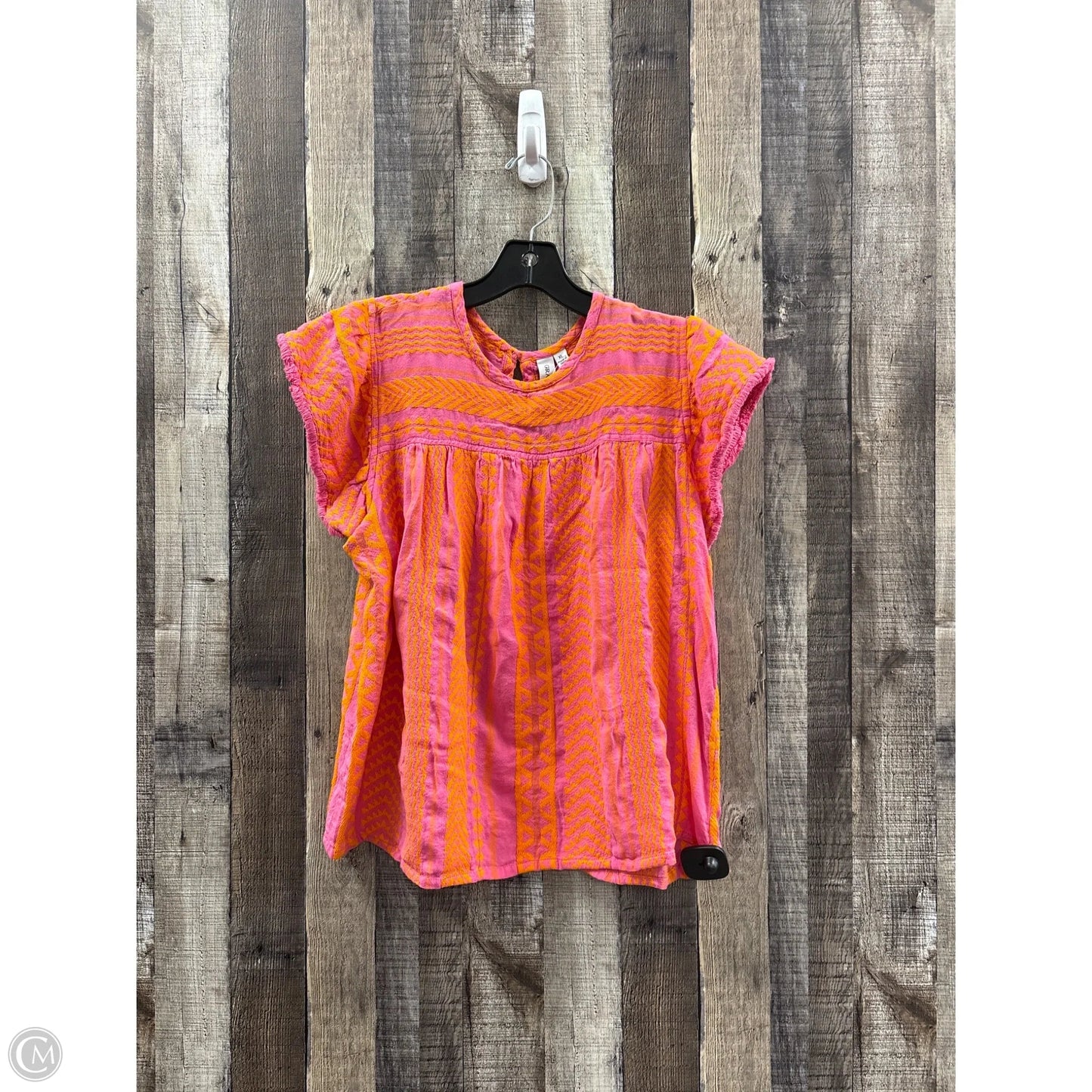 Top Short Sleeve By Grace + Karma In Orange & Pink, Size: Xl