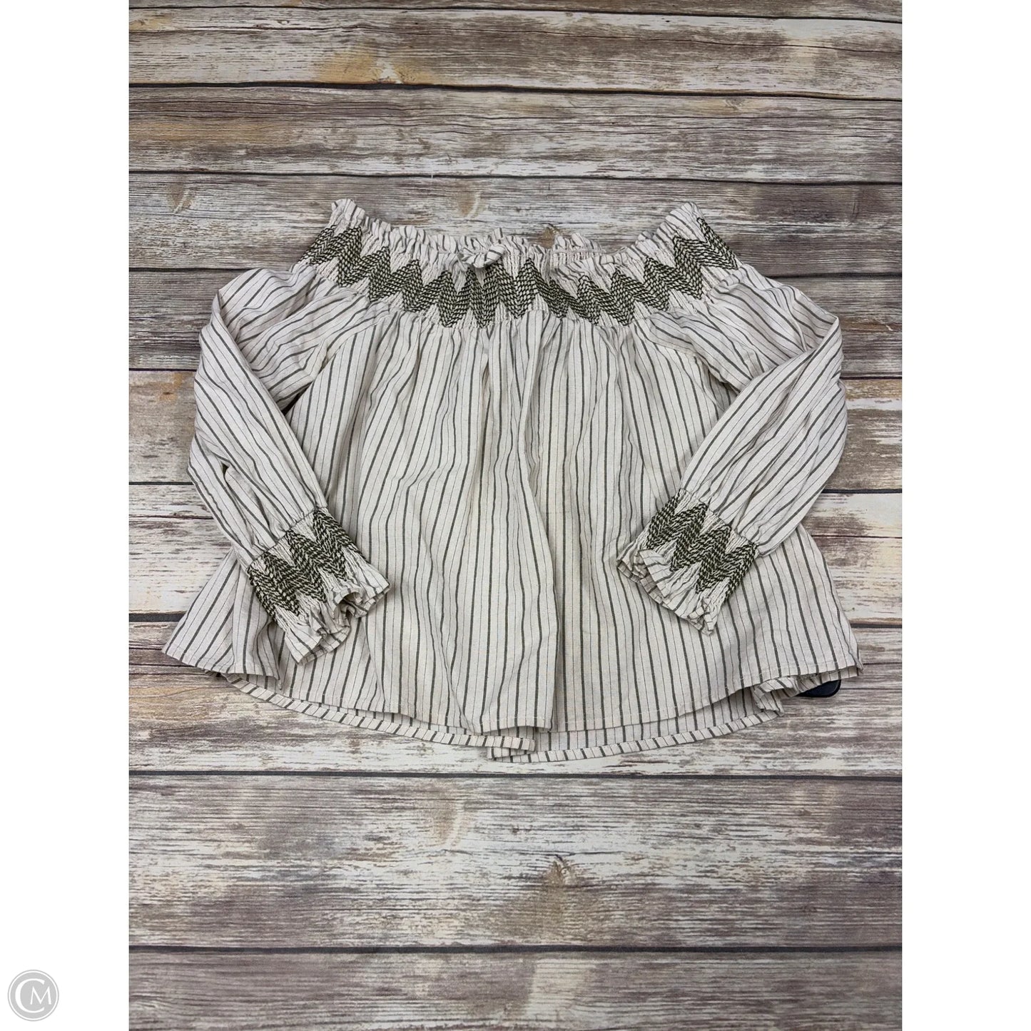 Top 3/4 Sleeve By Moon River In Striped Pattern, Size: S