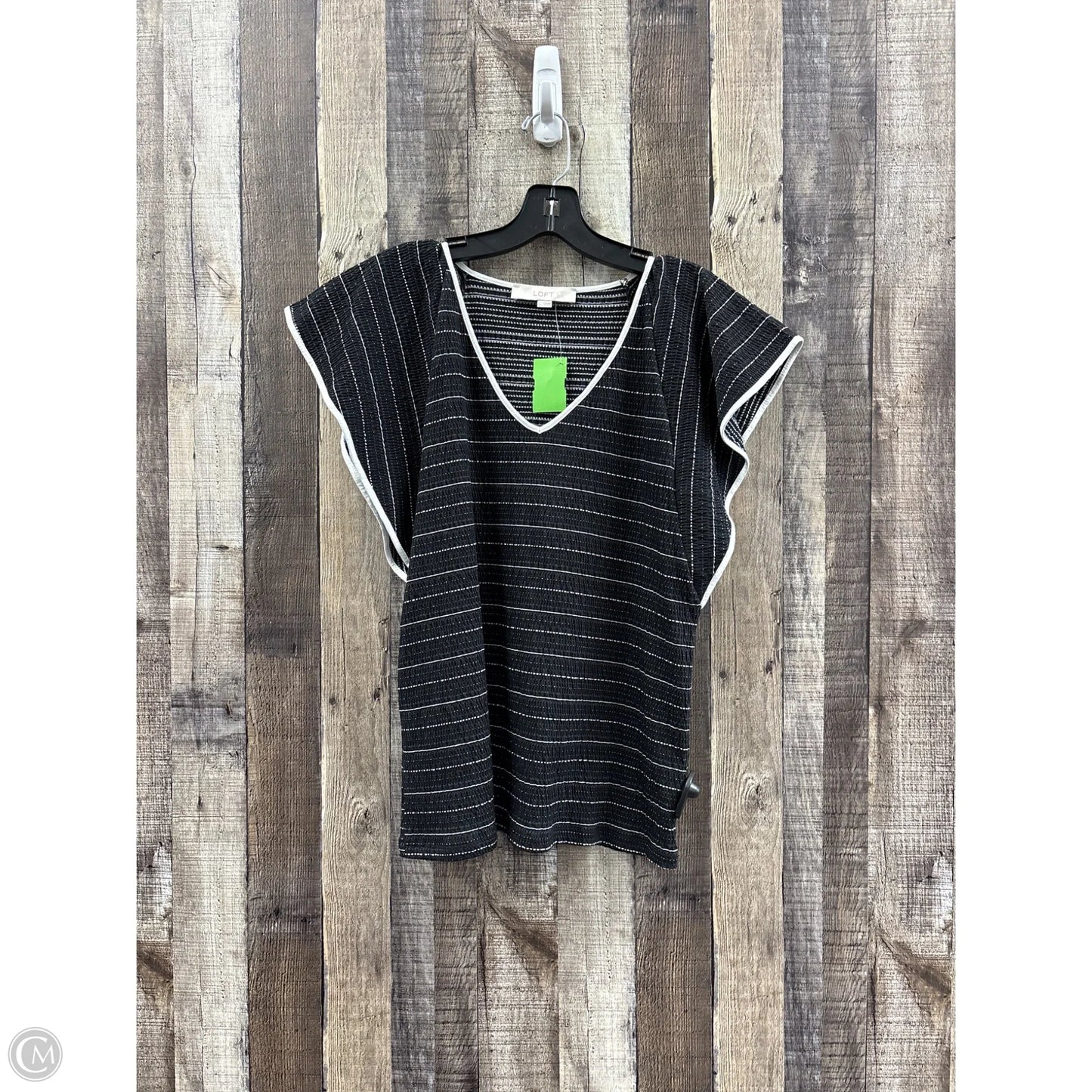Top Short Sleeve By Loft In Black & White, Size: L