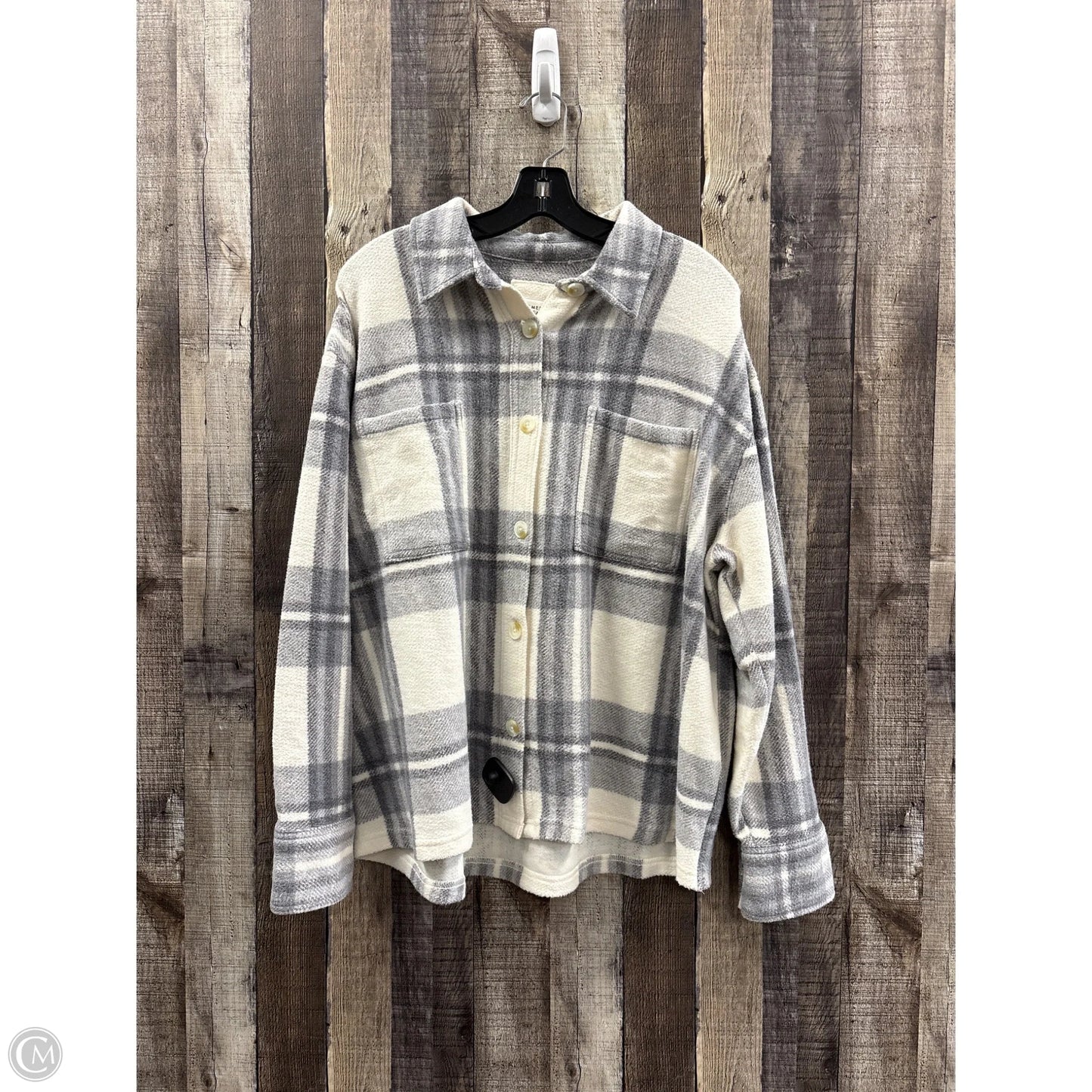 Jacket Shirt By American Eagle In Plaid Pattern, Size: L