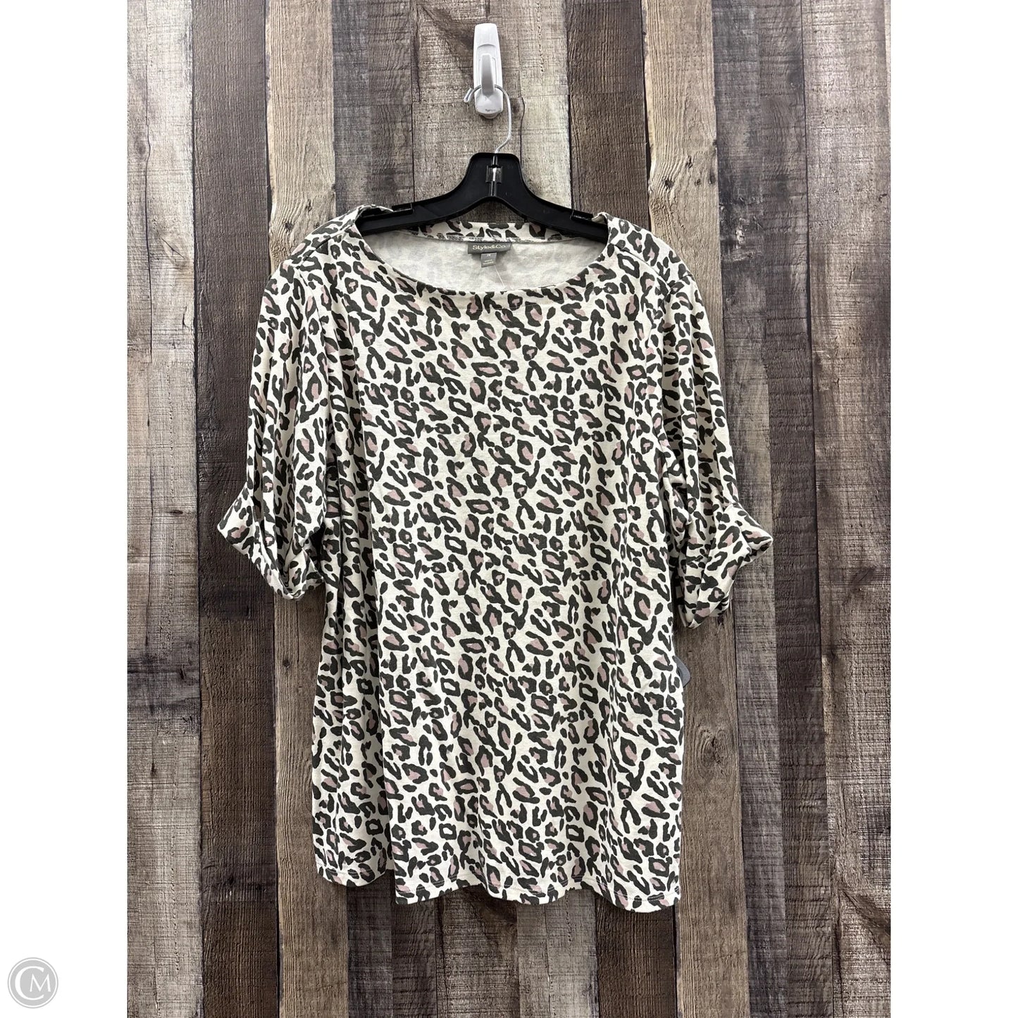 Top Short Sleeve By Style And Company In Animal Print, Size: 2x