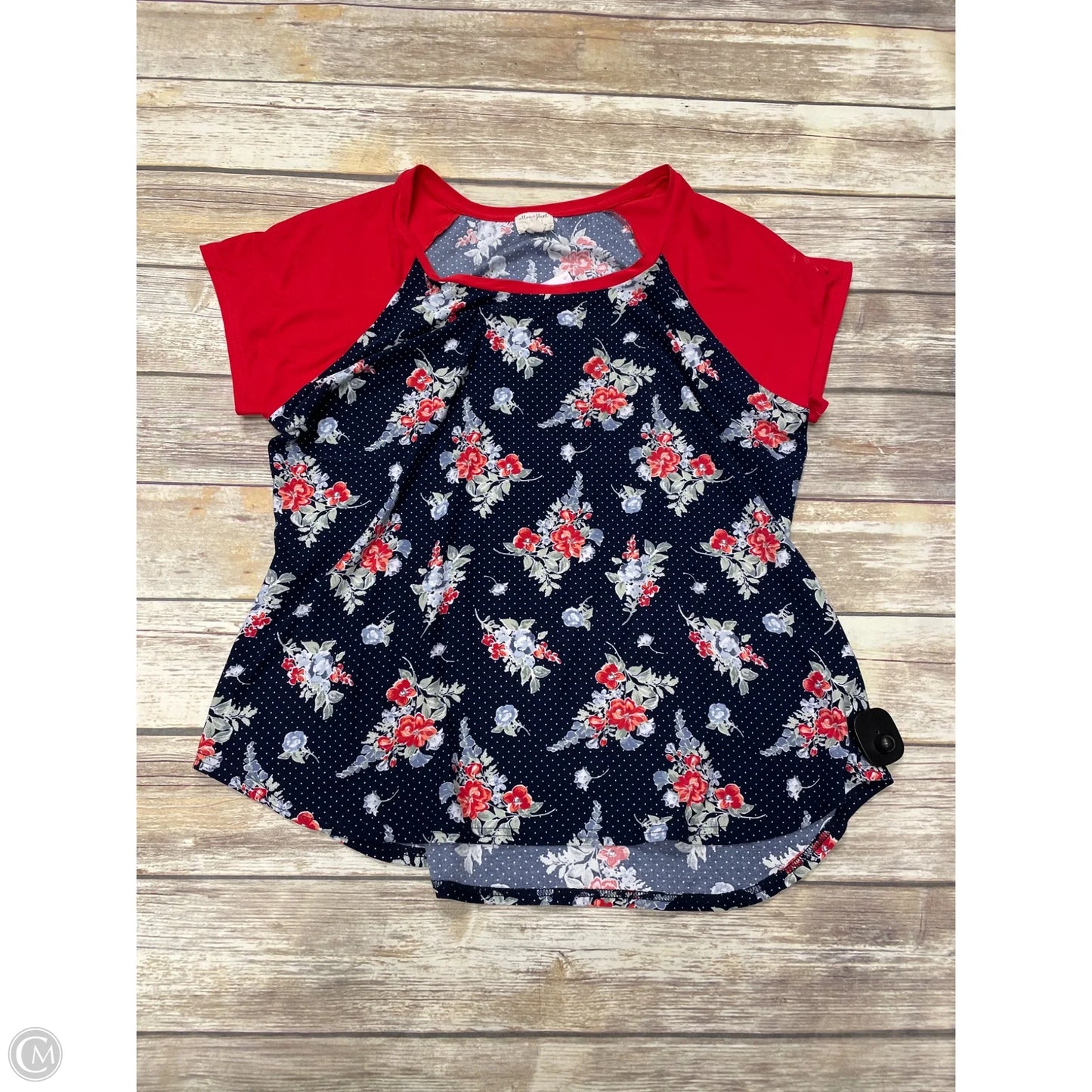 Top Short Sleeve By Ultra Flirt In Blue & Red, Size: 1x