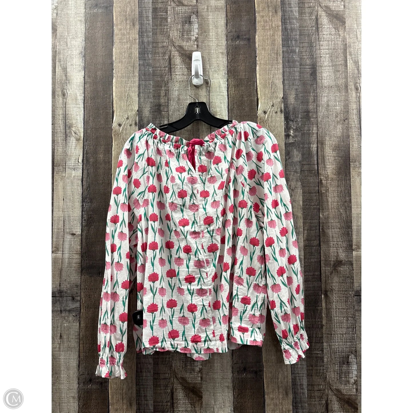 Top Long Sleeve By J. Crew In Green & Pink, Size: L