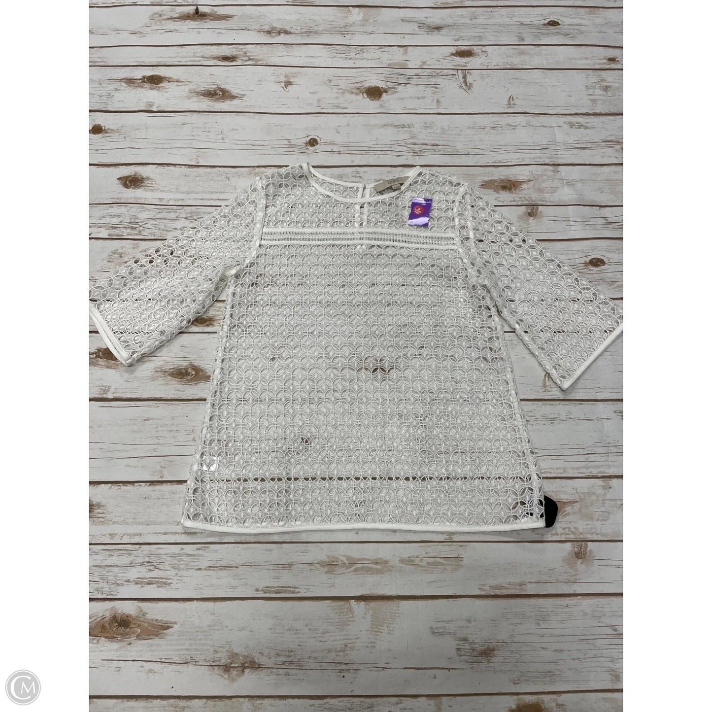 Top 3/4 Sleeve By Loft In White, Size: Xs