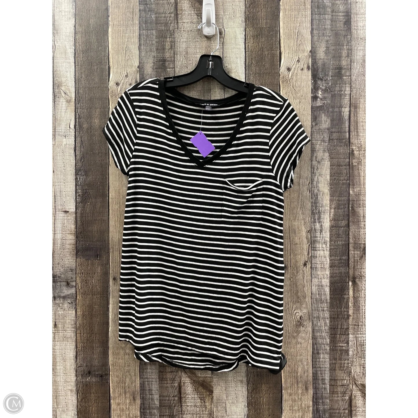 Top Short Sleeve Basic By Cable And Gauge In Striped Pattern, Size: S