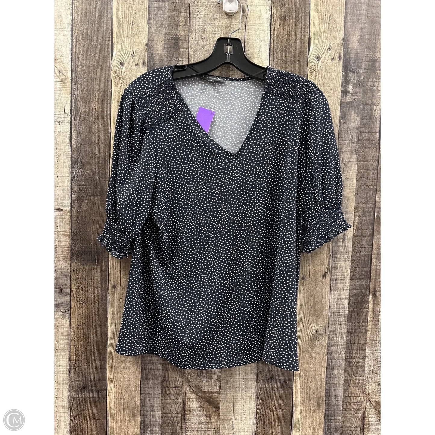 Top Short Sleeve By Adrianna Papell In Polkadot Pattern, Size: M