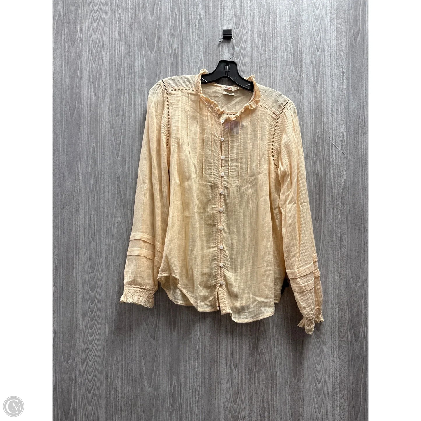 Top Long Sleeve By Faherty In Peach, Size: M