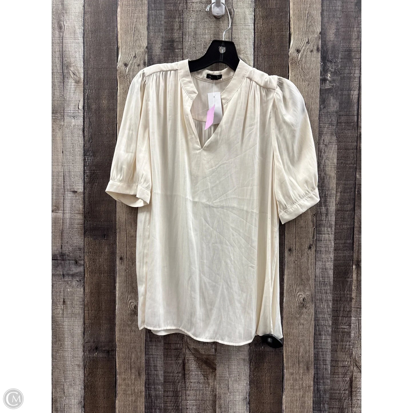Top Short Sleeve By Ann Taylor In Beige, Size: S
