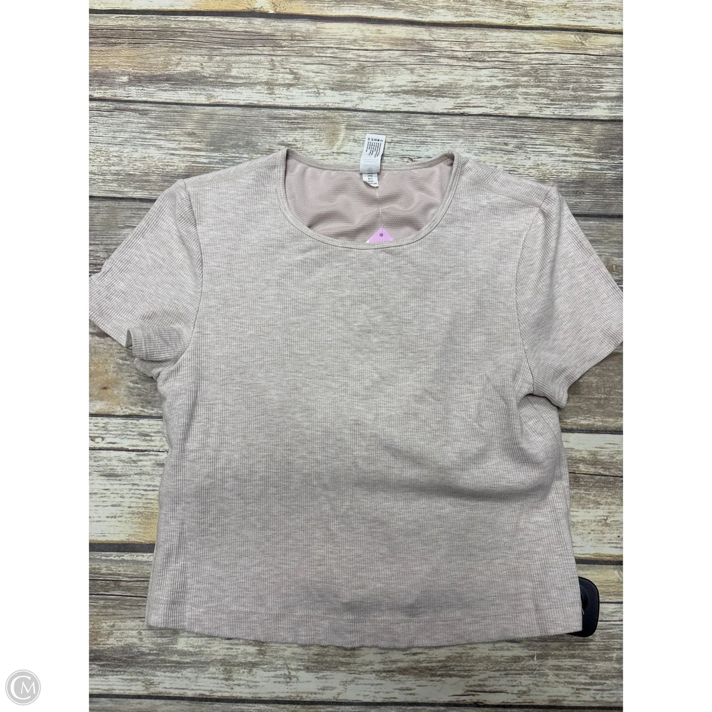 Athletic Top Short Sleeve By Yogalicious In Beige, Size: L