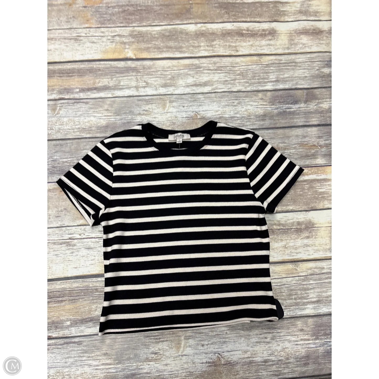 Top Short Sleeve By Atelier In Striped Pattern, Size: L