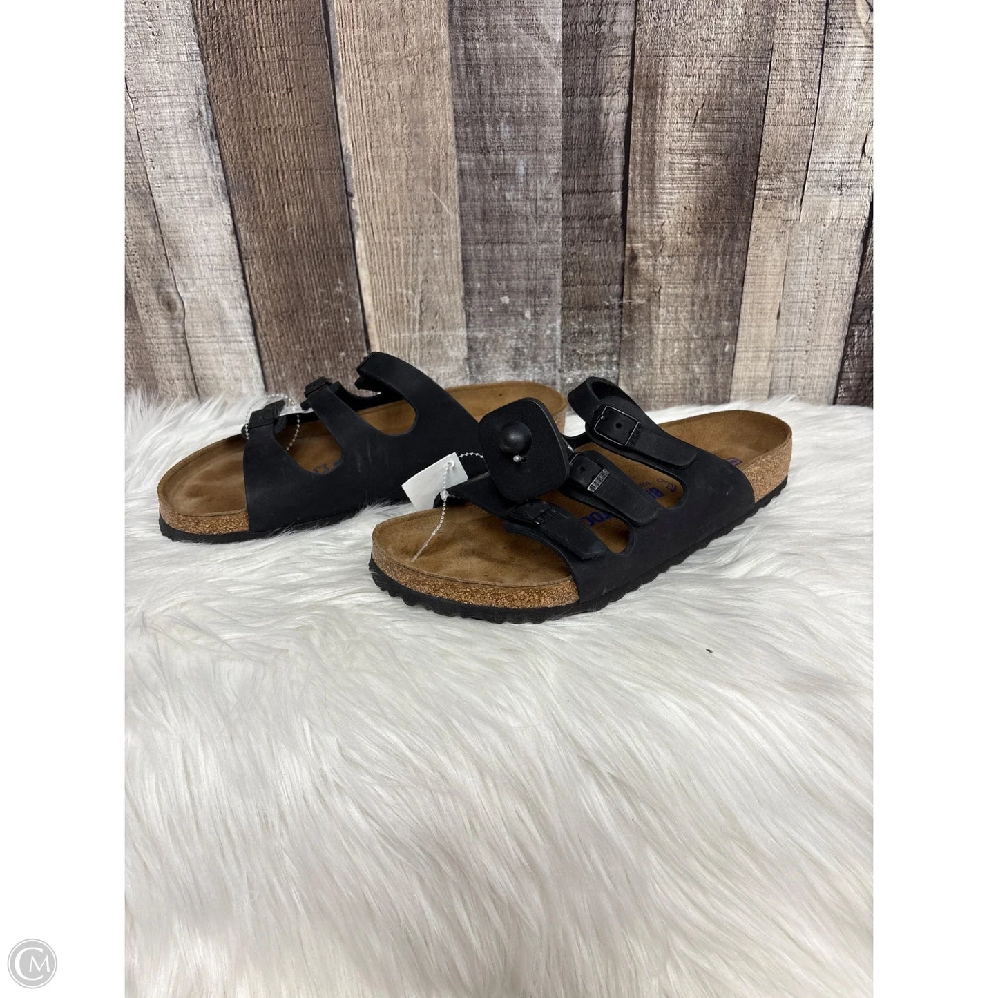 Sandals Flats By Birkenstock In Black, Size: 9