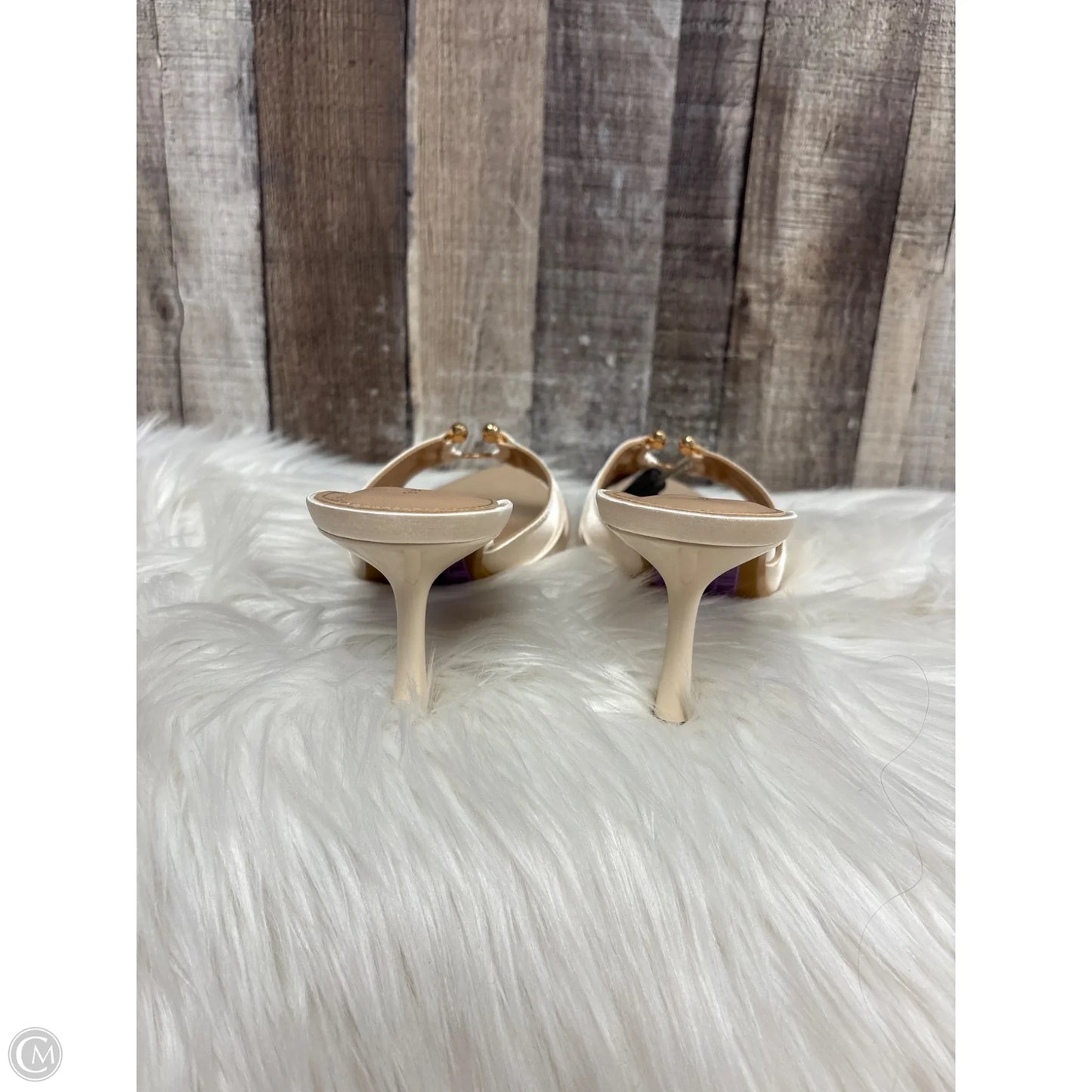 Sandals Heels Stiletto By Cme In Cream, Size: 10