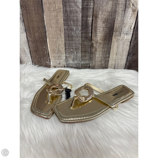 Sandals Flats By Fashion Nova In Gold, Size: 9