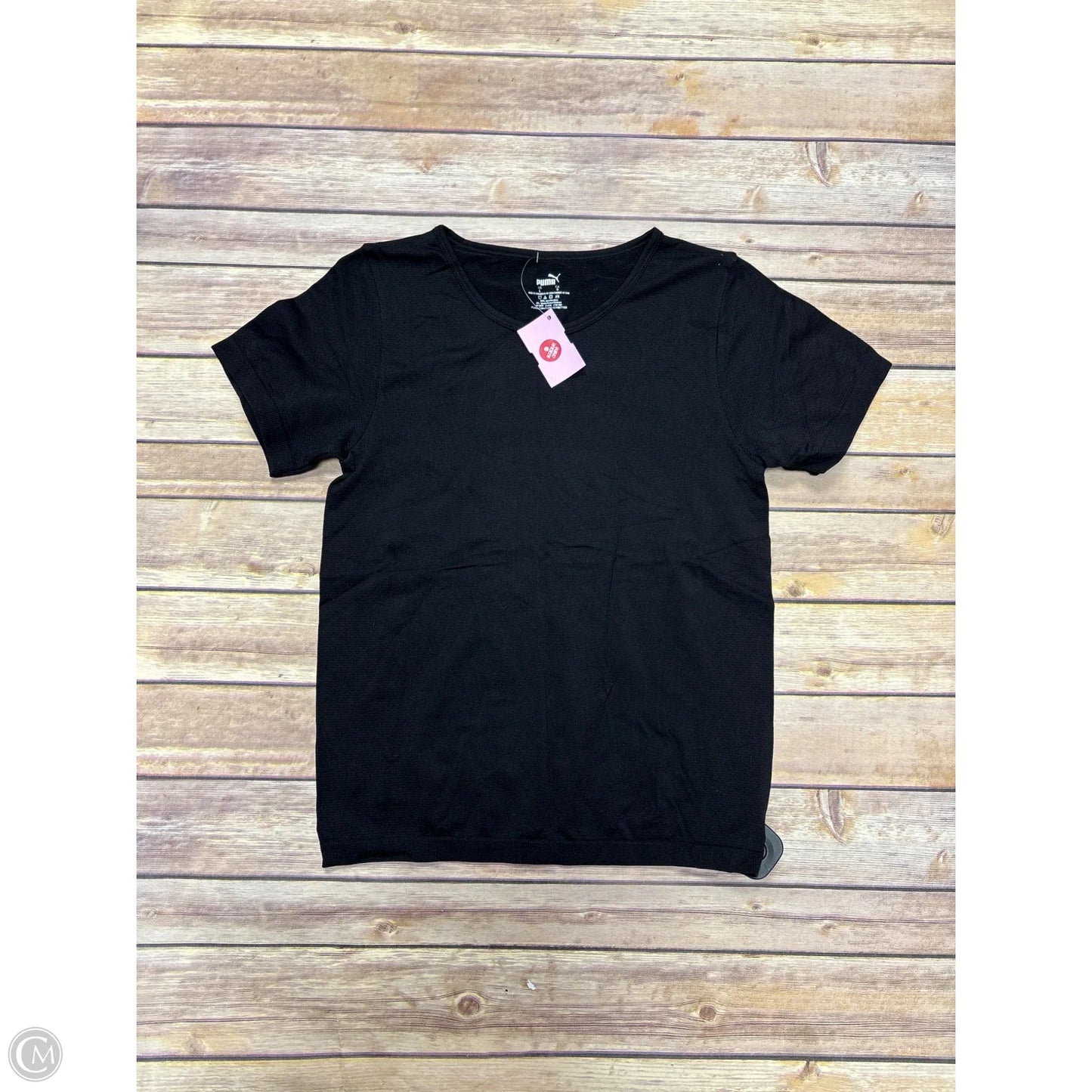 Athletic Top Short Sleeve By Puma In Black, Size: L