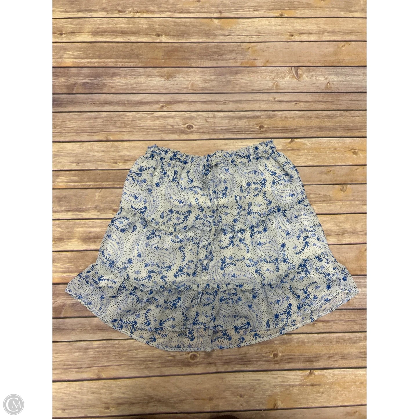 Skirt Mini & Short By Sugar Lips In Blue & White, Size: M