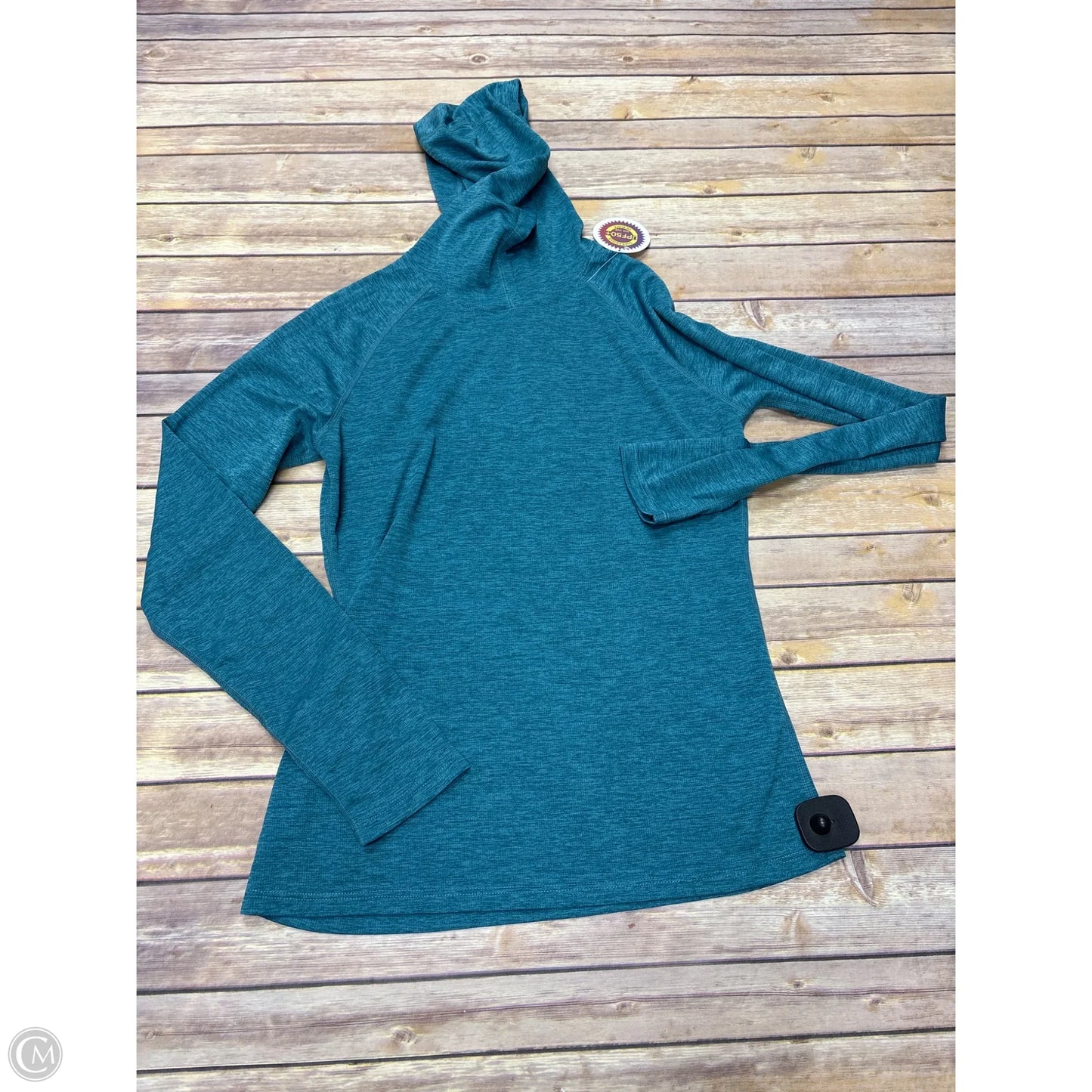 Athletic Top Long Sleeve Hoodie By Cmf In Teal, Size: M