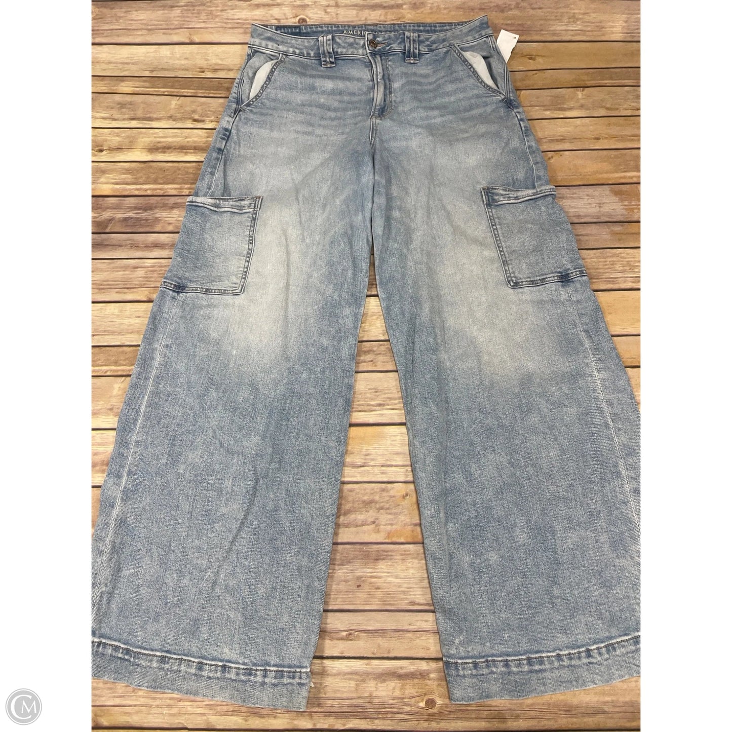 Jeans Wide Leg By American Eagle In Blue Denim, Size: 14