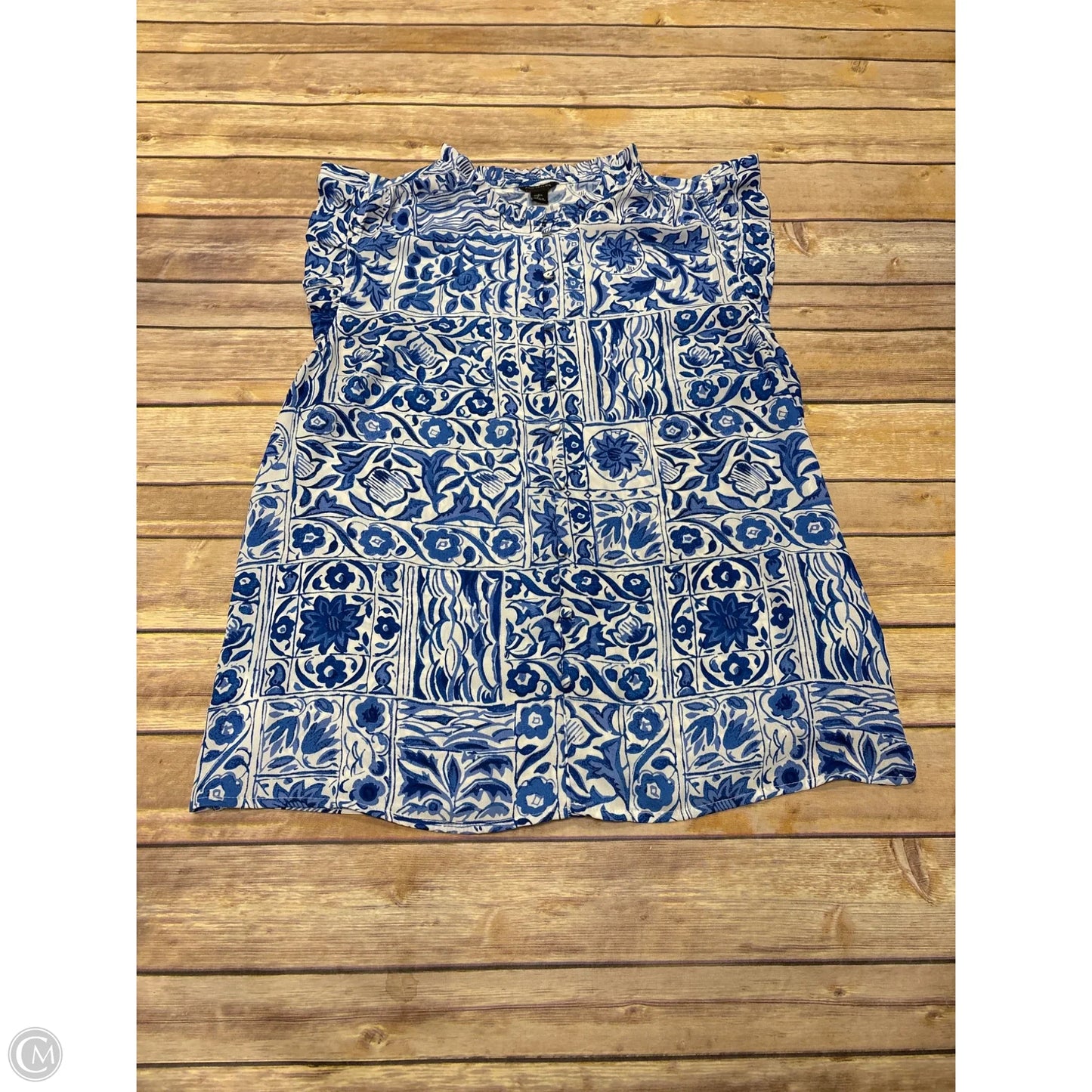 Top Sleeveless By Ann Taylor In Blue & White, Size: S
