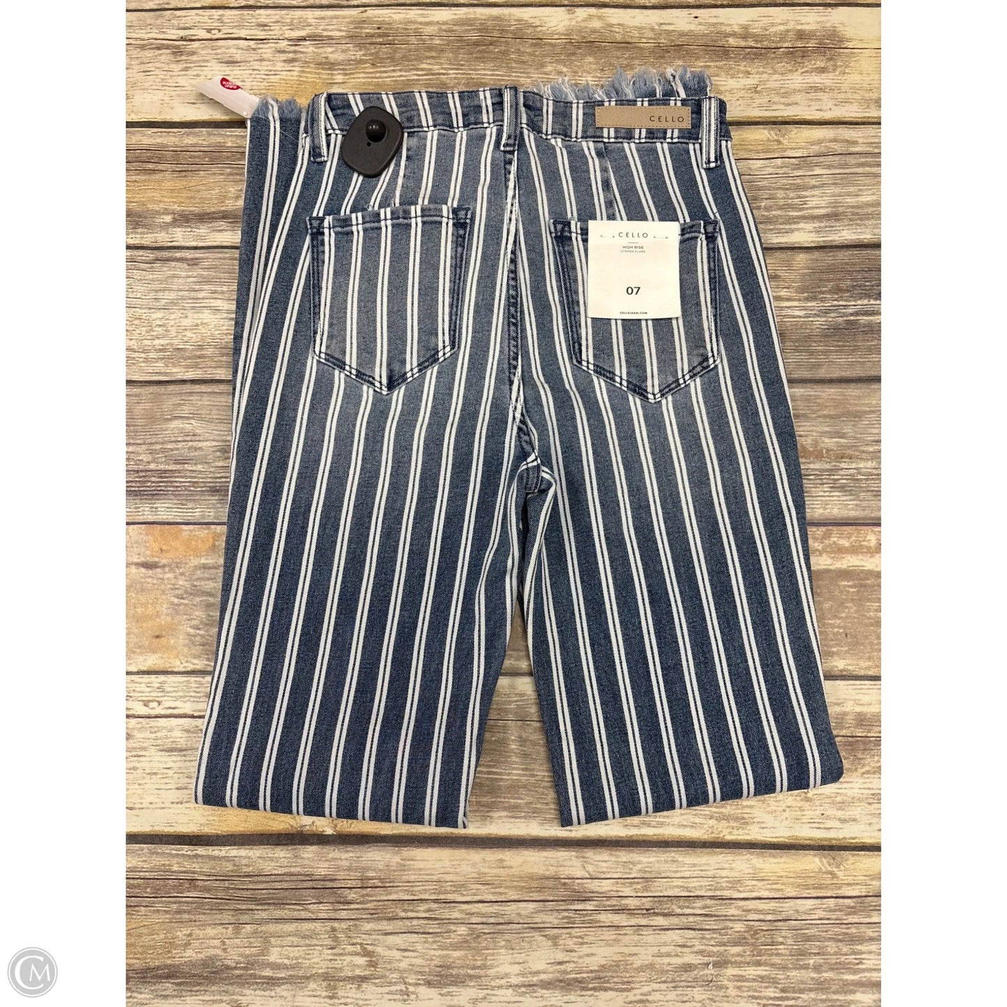 Jeans Flared By Cello In Striped Pattern, Size: 6