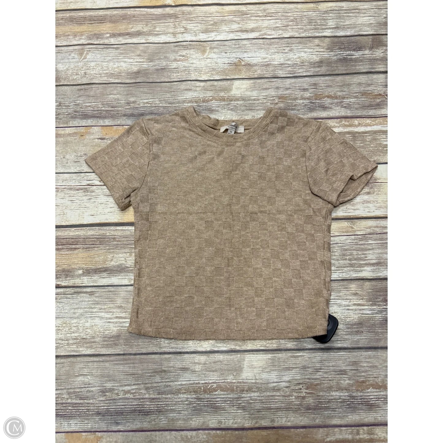Top Short Sleeve By Atelier In Tan, Size: M
