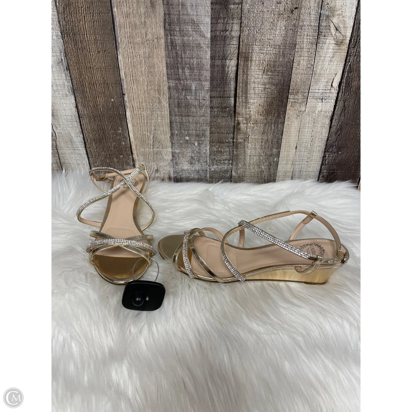 Sandals Heels Wedge By Cme In Gold & Silver, Size: 7.5
