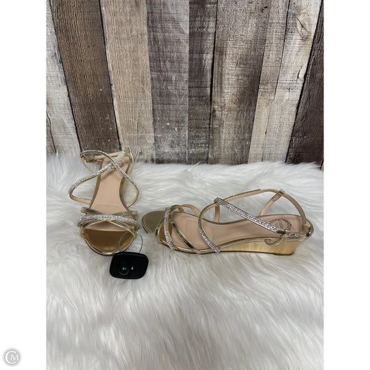 Sandals Heels Wedge By Cme In Gold & Silver, Size: 7.5