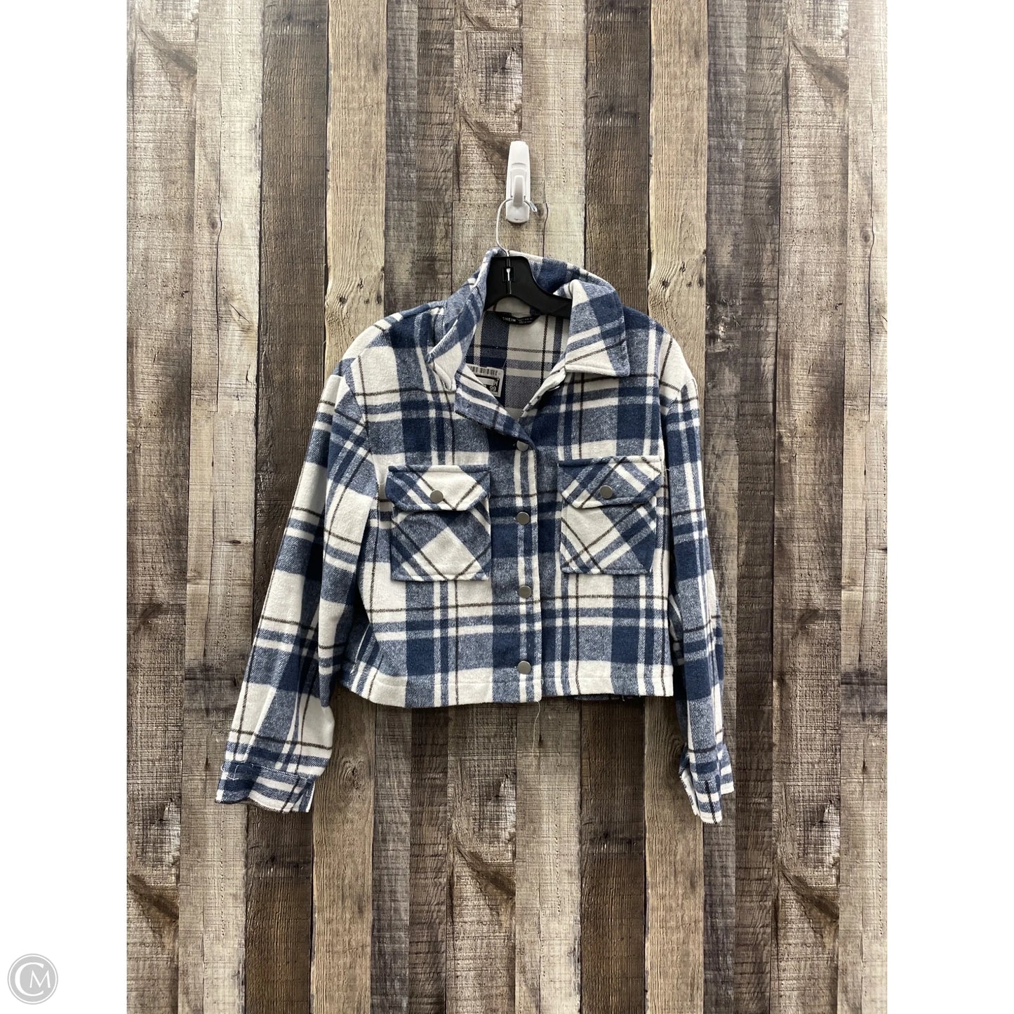 Jacket Shirt By Shein In Plaid Pattern, Size: S