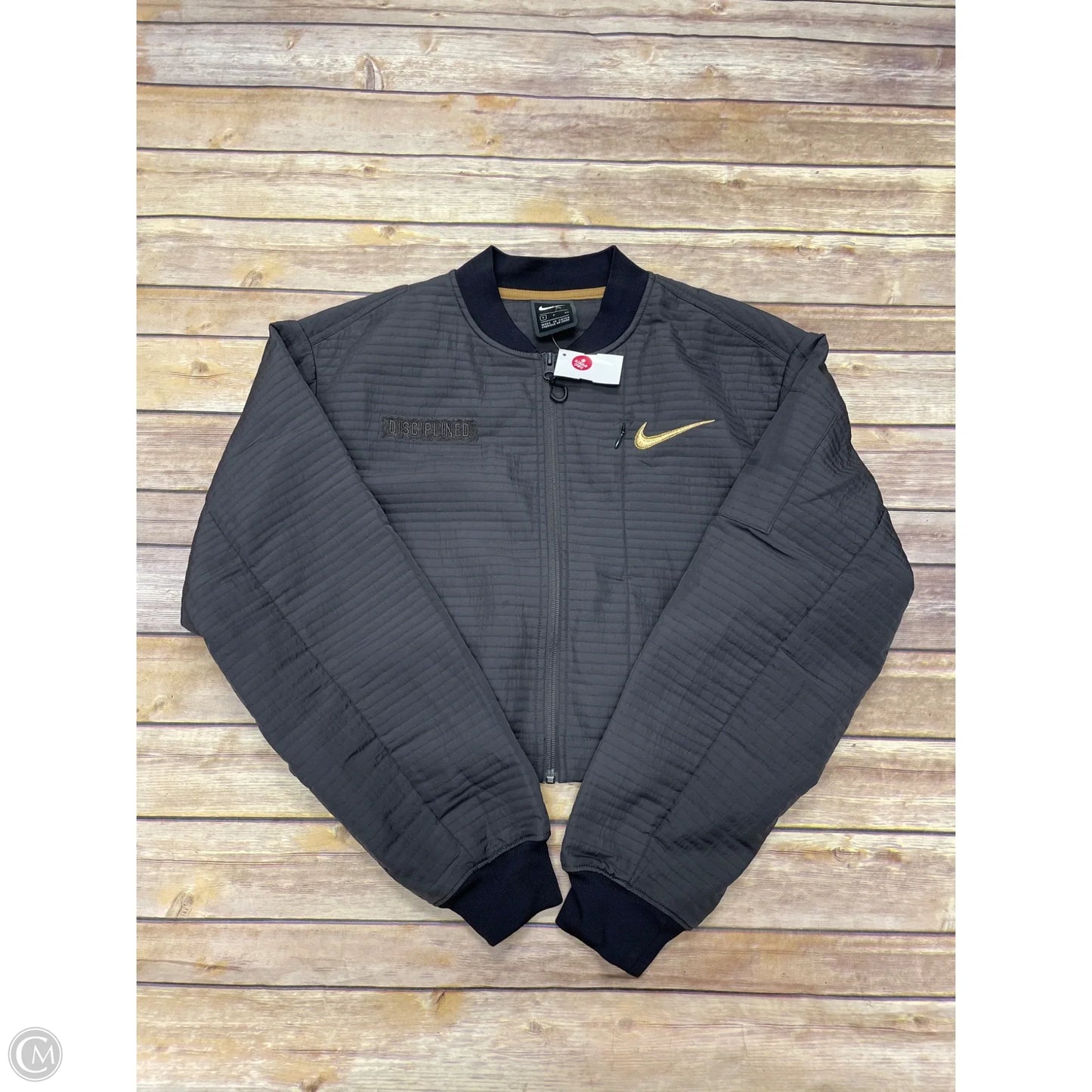 Athletic Jacket By Nike In Grey, Size: S