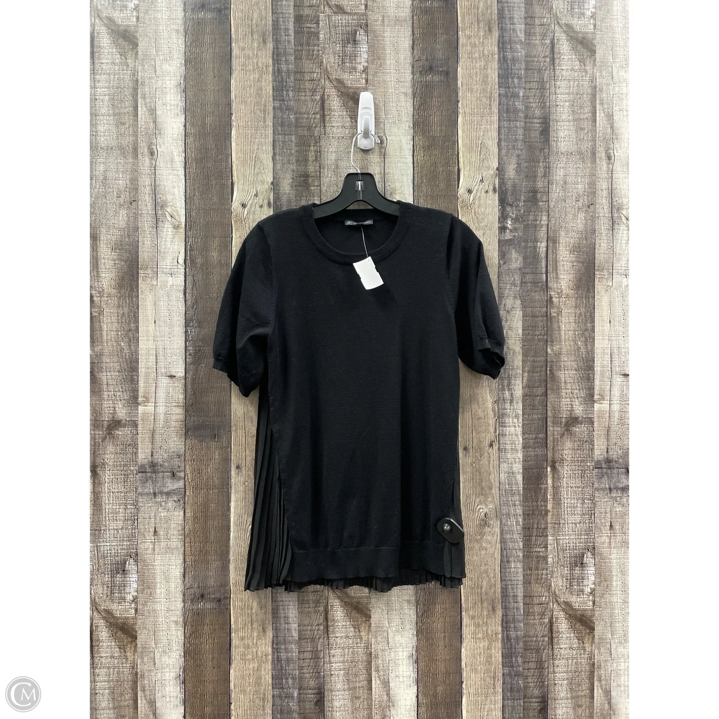 Top Short Sleeve By Adrianna Papell In Black, Size: S