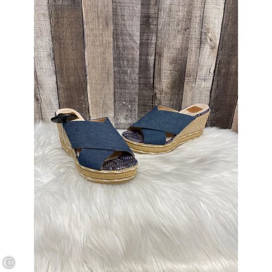 Sandals Heels Wedge By Cme In Blue, Size: 7.5