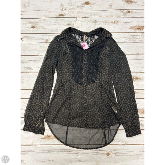 Top Long Sleeve By Free People In Black & Brown, Size: S