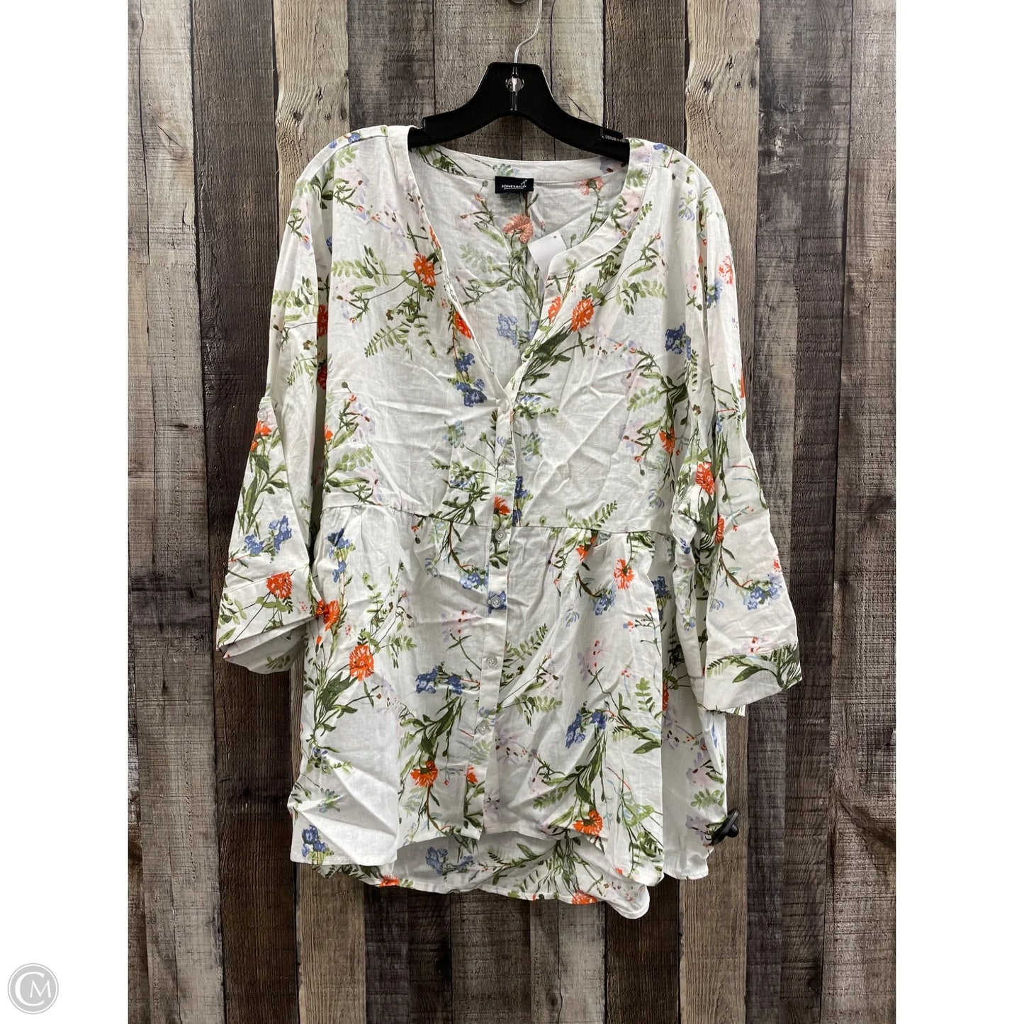 Top Long Sleeve By Jones And Co In Floral Print, Size: 2x