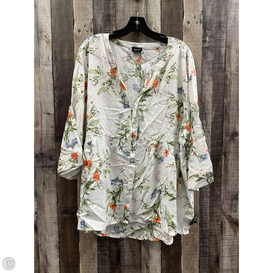 Top Long Sleeve By Jones And Co In Floral Print, Size: 2x