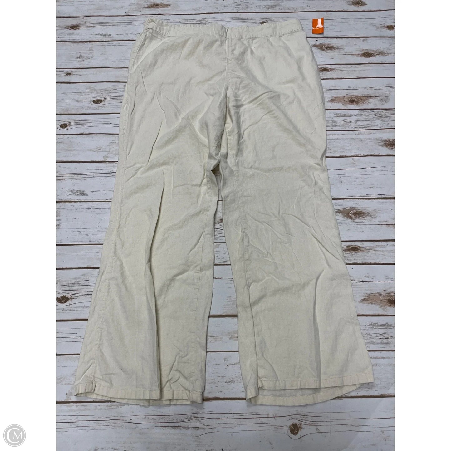 Pants Linen By Cme In Cream, Size: 1x