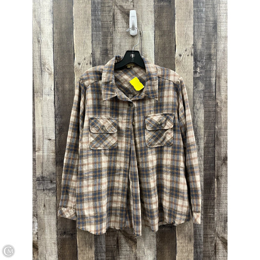 Top Long Sleeve By Democracy In Plaid Pattern, Size: S