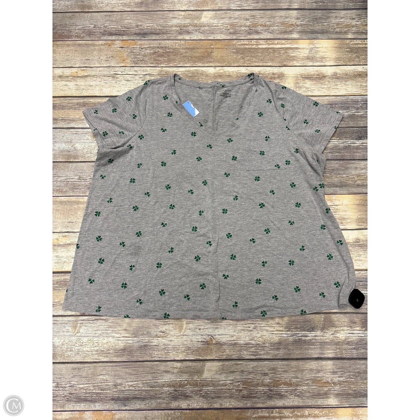 Top Short Sleeve By Lane Bryant In Green & Grey, Size: 4x